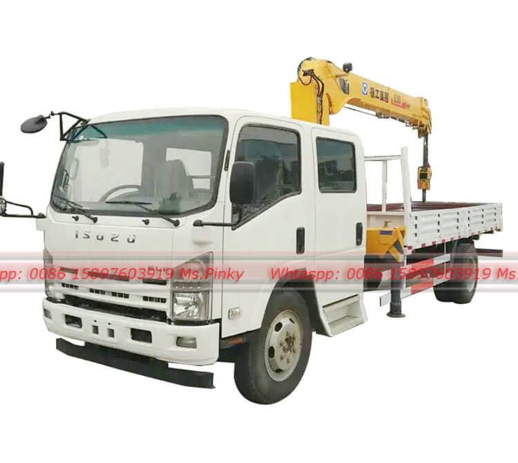 6Wheels ISUZU ELF Hydraulic Boom Truck Crane 4T Lifting XCMG Crane Double Row Cabin