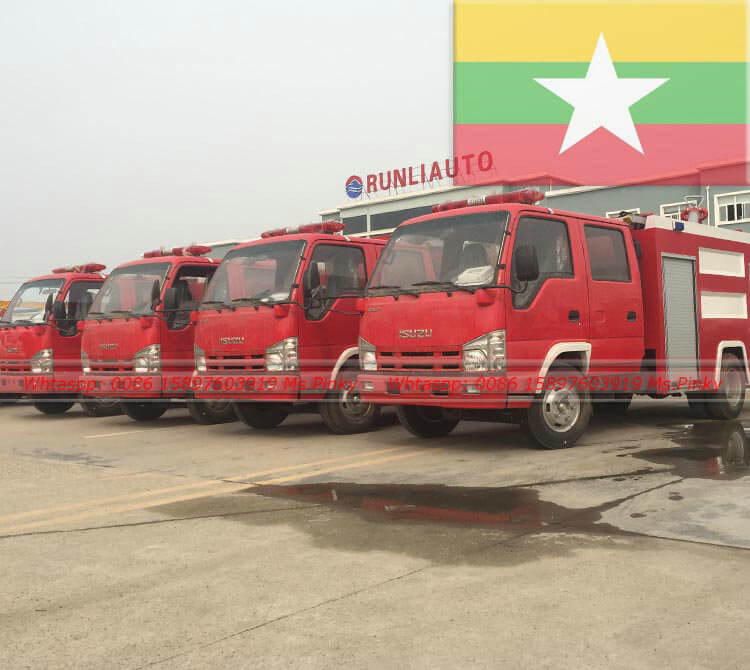 4 Units ISUZU Water Foam Fire Fighting Truck 3.5Tons Export to Myanmar