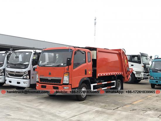 Right Hand Drive HOWO 8 CBM Refuse Collection Compactor Truck